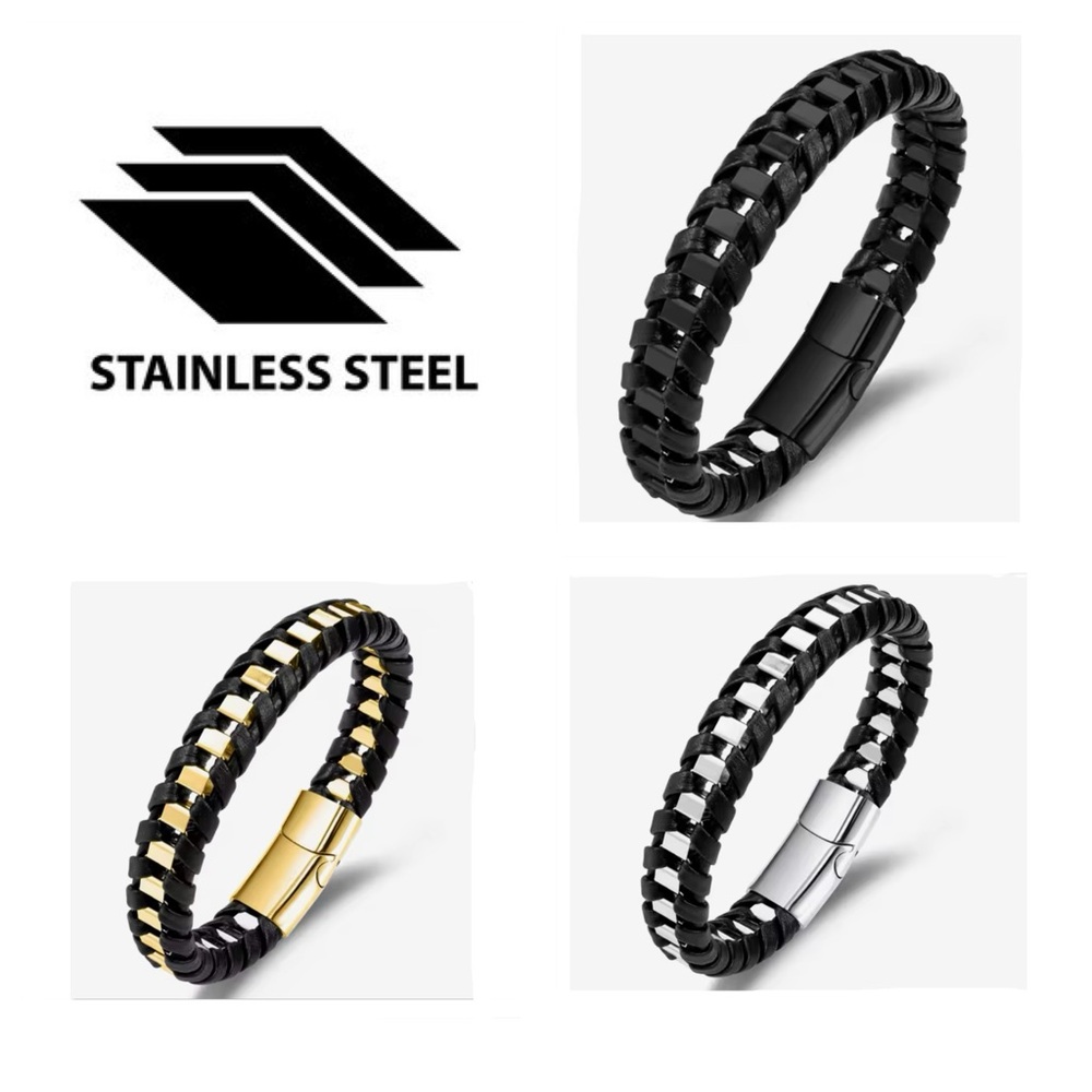 🐘🐘 Stainless Steel Leather Bracelet
